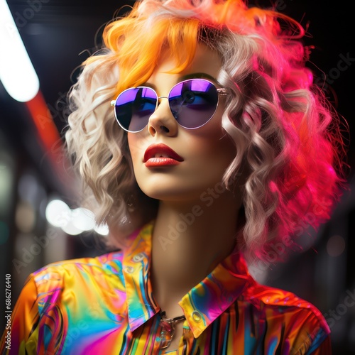 Colorful Glasses Fashion Portrait Shoot Vibrant Neon Colors for a Stylish Girl