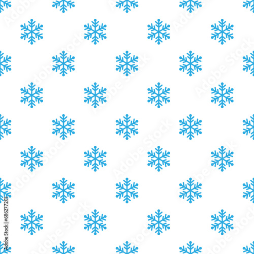 Small blue snowflakes isolated on a white background. Cute monochrome holiday seamless pattern. Vector simple flat graphic illustration. Texture.