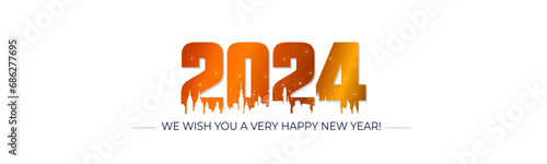 2024 number illustration with city skyline.