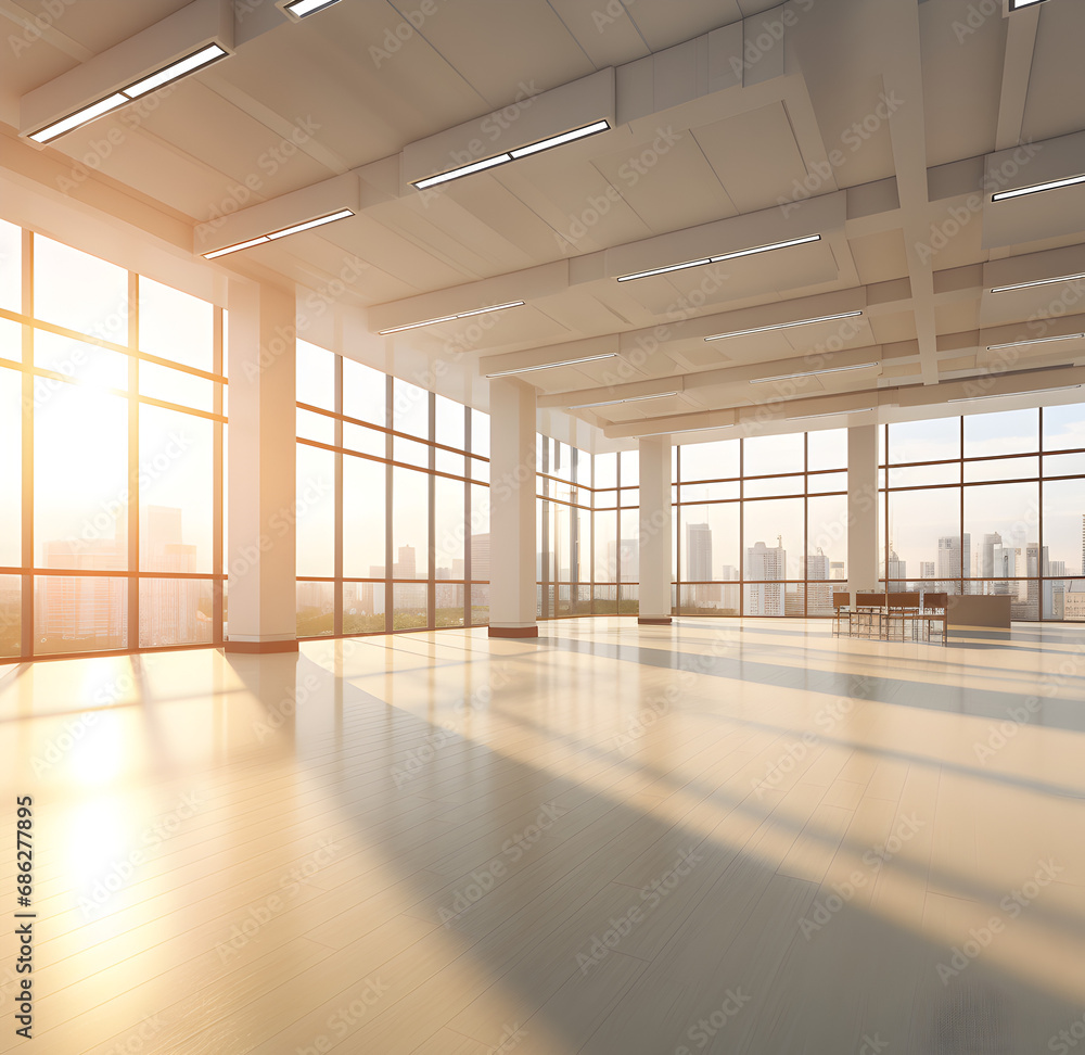 Empty office open space interior. Business conference company background.