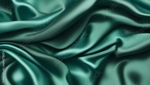 Black blue green abstract background. Dark green silk satin texture background.
