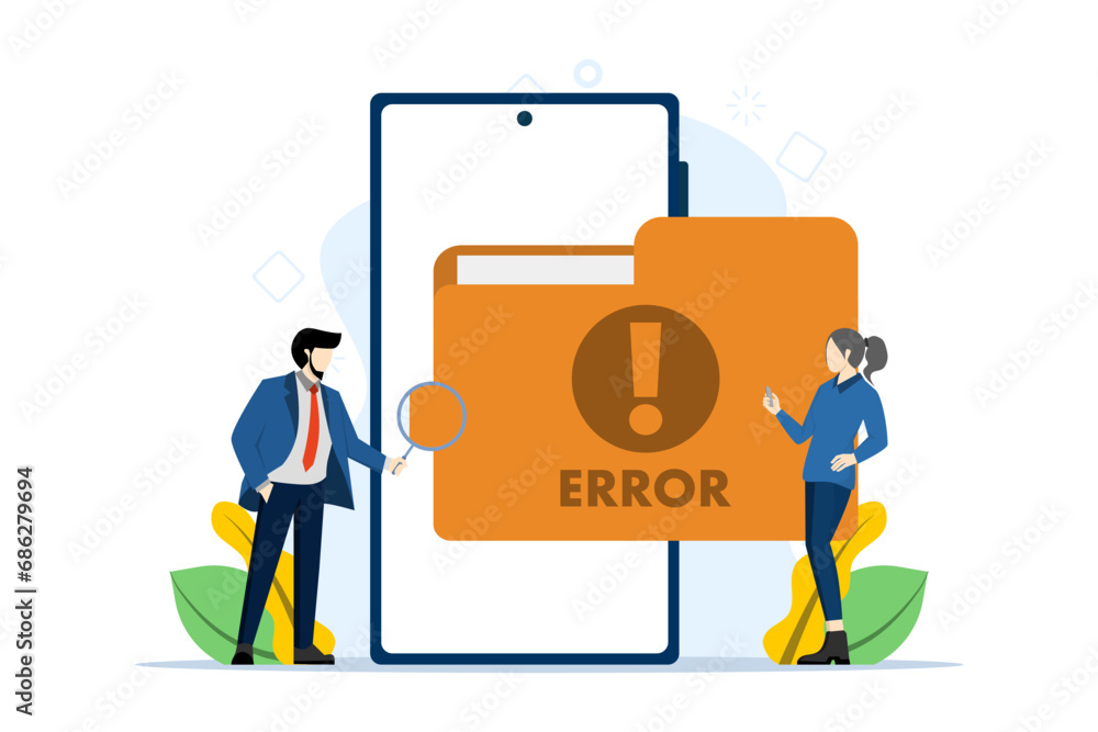 Error and warning concept of damaged or corrupted files. People