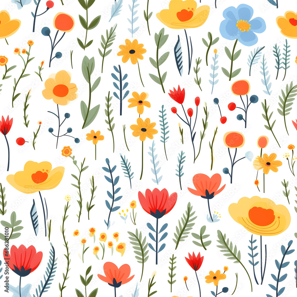 Flower seamless pattern. Flora background.