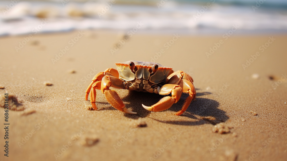 A crab on the beach. Generative Ai