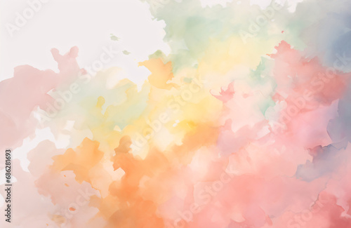 Watercolor texture with pastel colors ranging from pink to orange to green, creating a soft blend.
