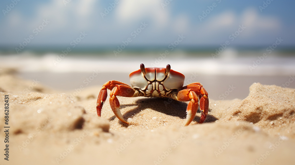 A crab on the beach. Generative Ai A crab on the beach. Generative Ai