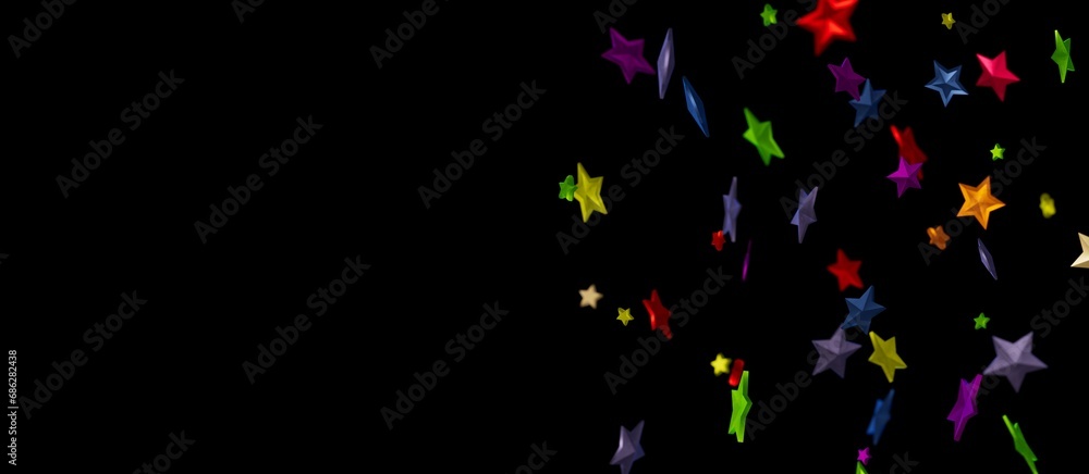 Stars - stars background, sparkle lights confetti falling. magic shining Flying christmas stars on night  - colourful