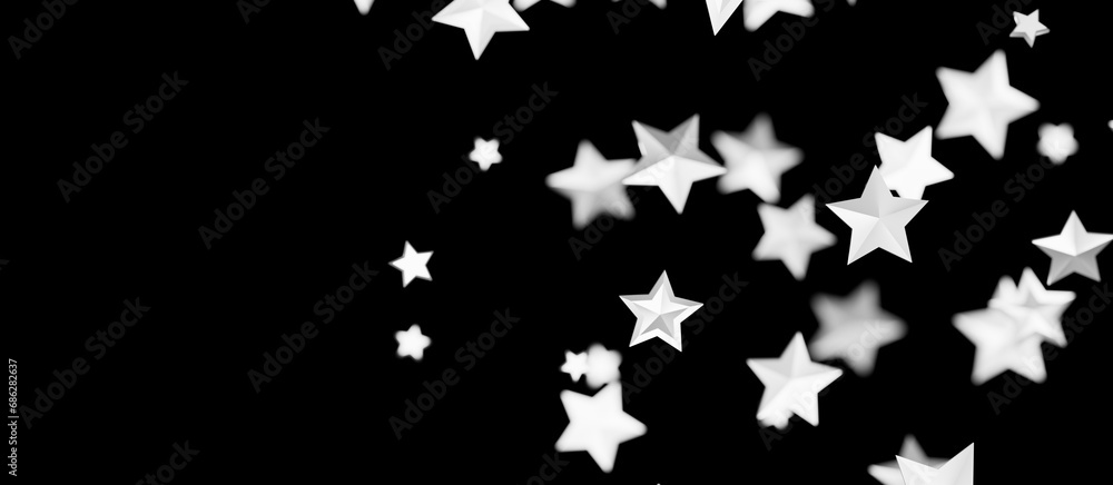 XMAS stars background, sparkle lights confetti falling. magic shining Flying christmas stars on night