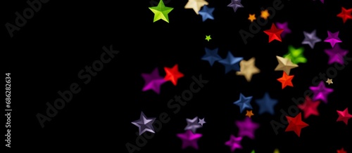 XMAS stars background  sparkle lights confetti falling. magic shining Flying christmas stars on night  - colourful