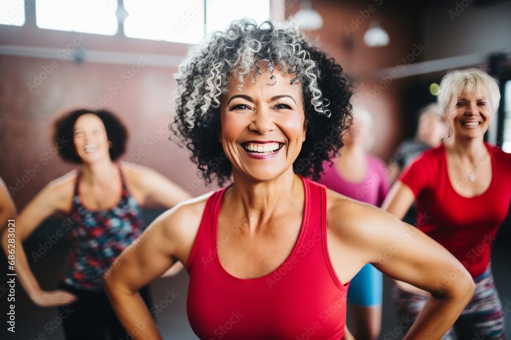 Motivated Women Engaging in a Fitness Class at the Gym Motivated Women Engaging in a Fitness Class at the Gym