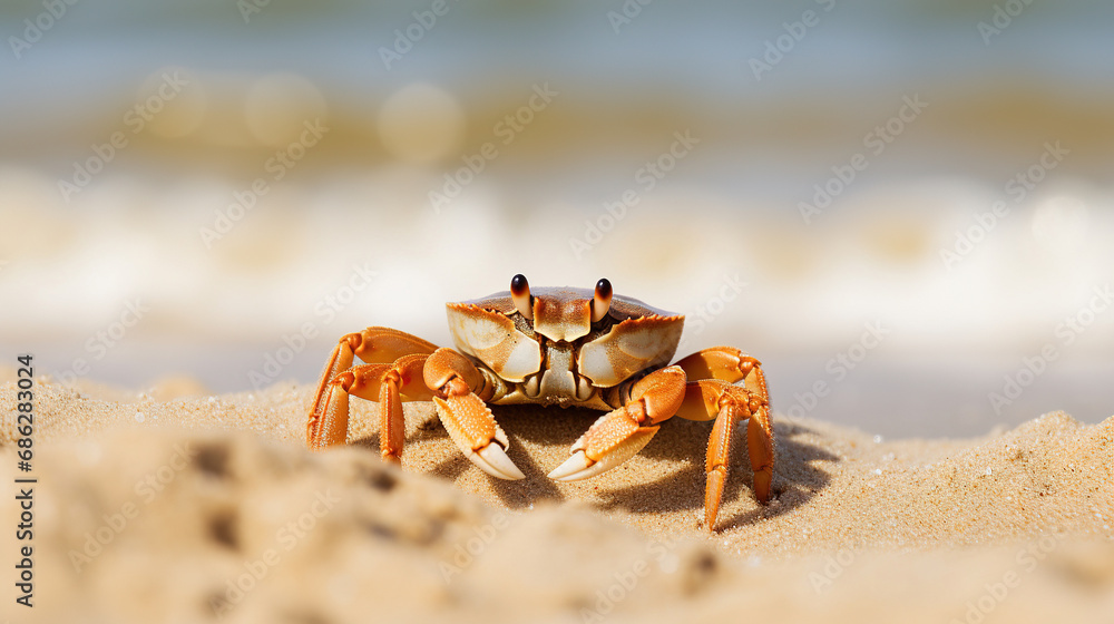 A crab on the beach. Generative Ai