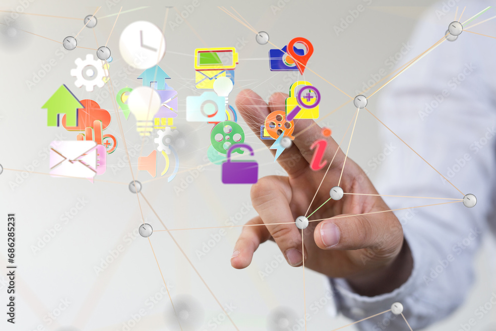 Molecular background with DNA. Network with connecting dots and lines.