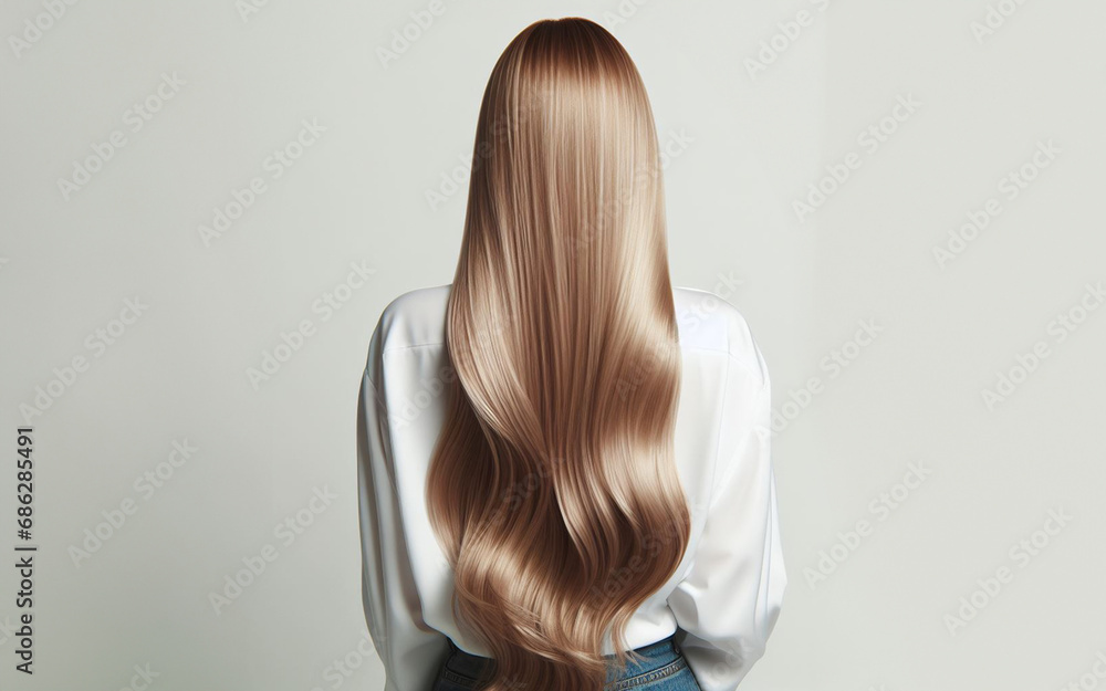 Naklejka premium woman golden blonde hair Golden brown hair on a white background