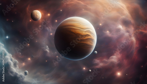 Planets and clouds of star dust . Deep space image, science fiction fantasy in high resolution