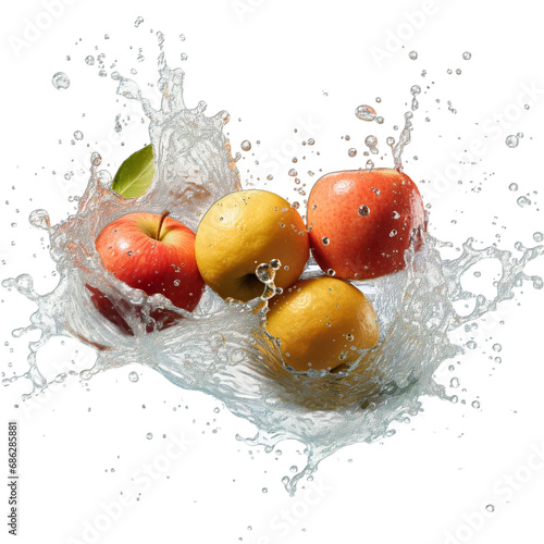 fruits in water transparent background PNG isolated