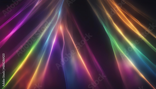 Ethereal Rainbow Flares. Prism Rainbow Light Flares Overlay on Black Background