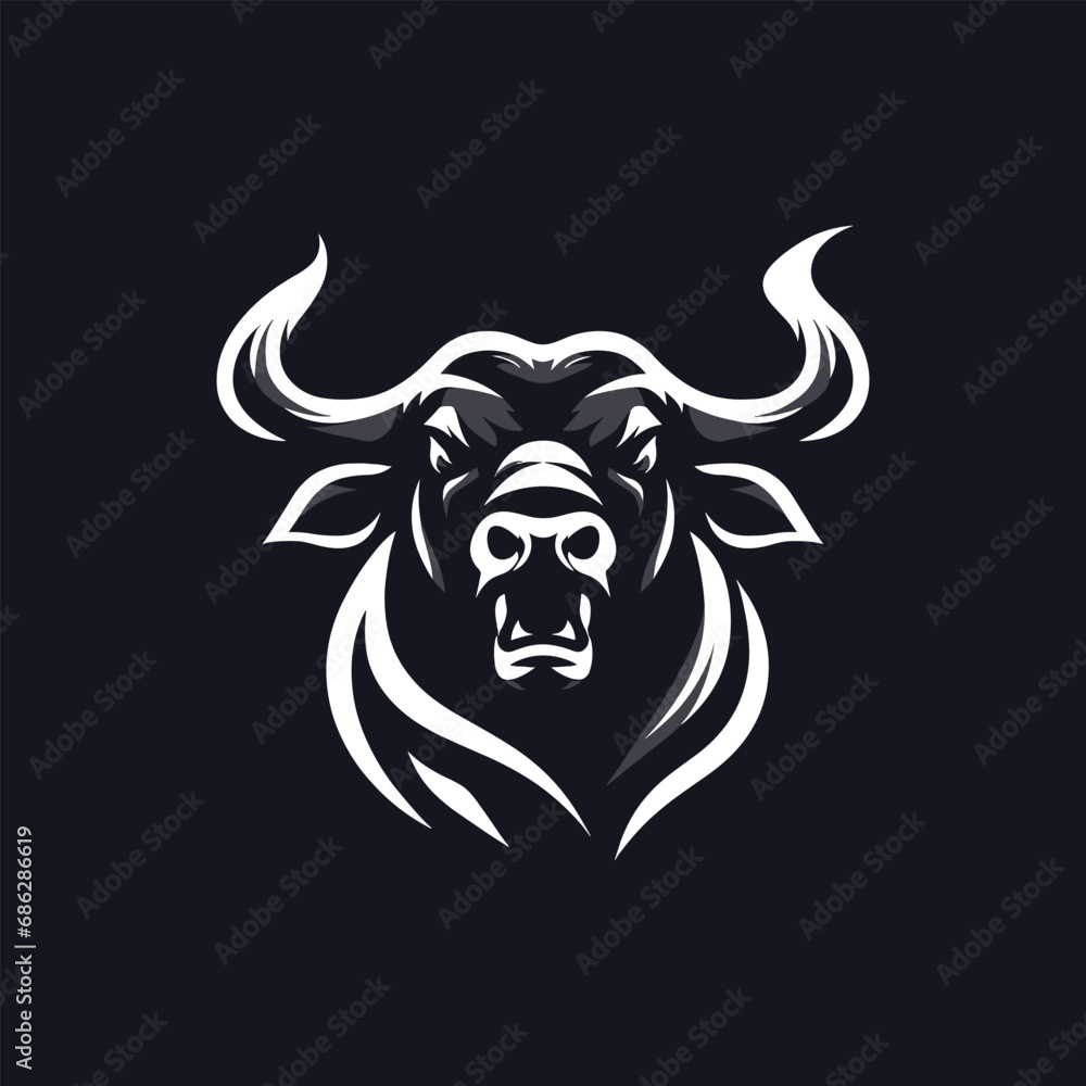 bull head vector. Angry Bull Logo. Minimalistic Bull logo bull head vector. Angry Bull Logo. Minimalistic Bull logo