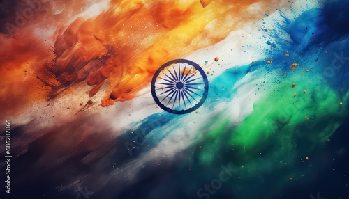 Flag made of dust and paint , happy holi indian concept
