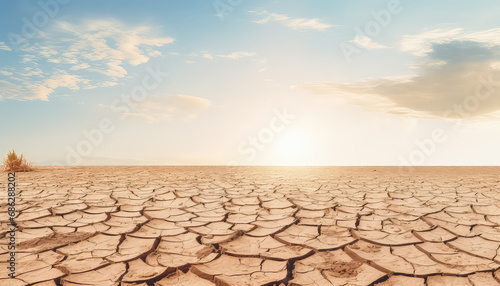 Dry soil and blue sky drought , safe nature earth day concept