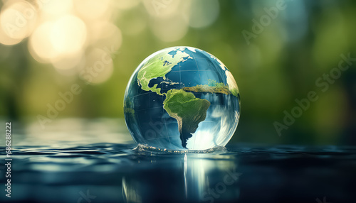 Ball shaped earth and blue water , safe nature earth day concept © terra.incognita