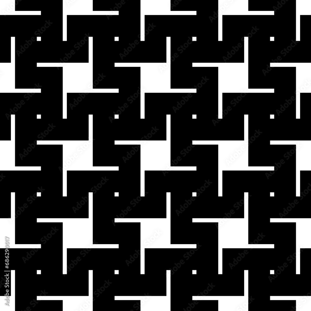 Blocks wallpaper. Repeated white figures abstract on black background. Seamless surface pattern design with polygons. Mosaic motif. Digital paper for page fills, web designing. Vector art illustration Blocks wallpaper. Repeated white figures abstract on black background. Seamless surface pattern design with polygons. Mosaic motif. Digital paper for page fills, web designing. Vector art illustration