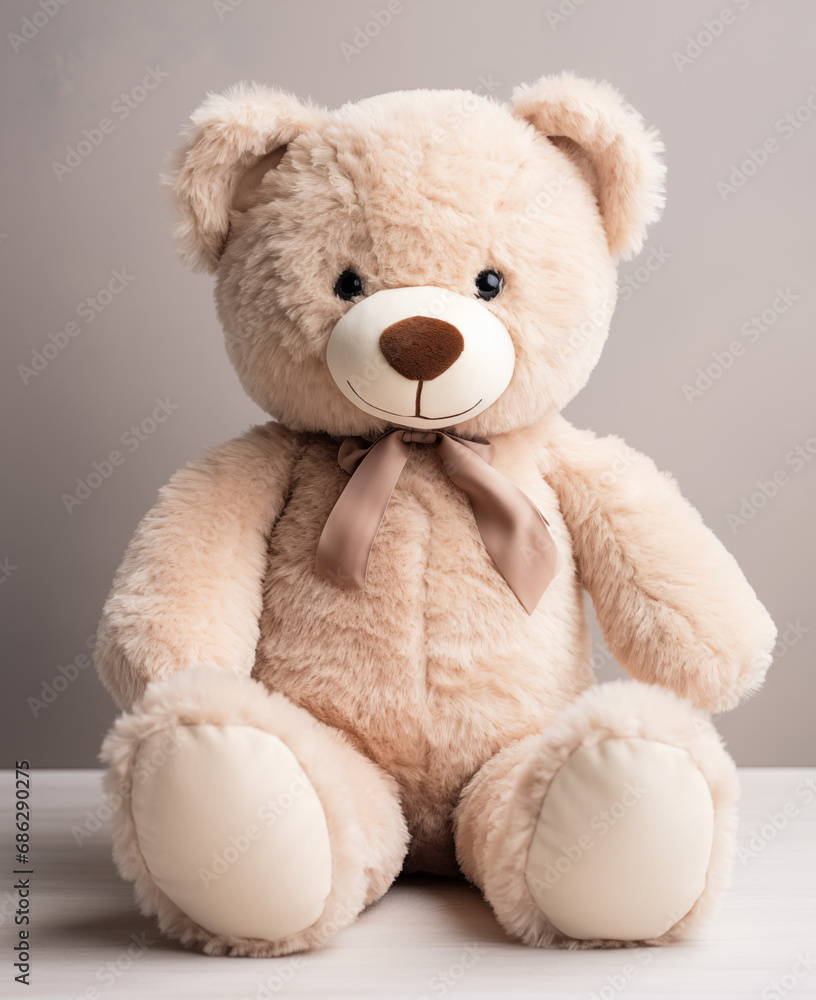 Front View of Fluffy Brown Teddy Bear .Generative Ai Front View of Fluffy Brown Teddy Bear .Generative Ai