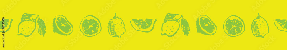 Valokuva Label template with seamless lemon border