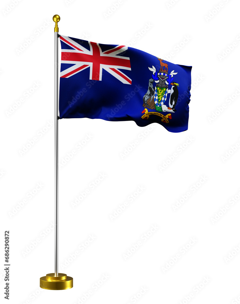 South Georgia and the South Sandwich Islands flag wave on transparent or PNG background. South Georgia and the South Sandwich Islands flag wave on transparent or PNG background.