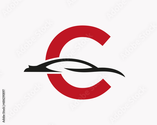 Car Logo On Letter C, Car and Alphabet Combination