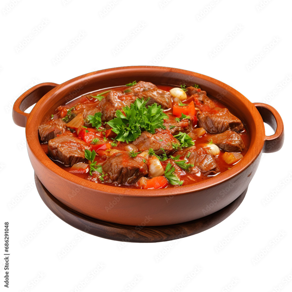stew with vegetables transparent background PNG isolated