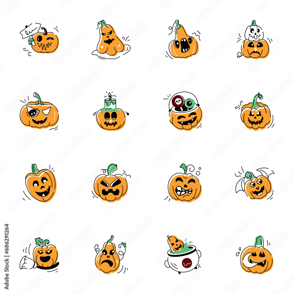 Spooky Halloween Doodle Icons
Spooky Halloween Doodle Icons