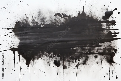 Wet dark lino ink isolated on white paper background photo