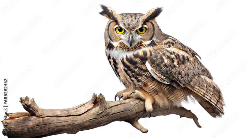 Obraz premium great horned owl transparent background PNG isolated