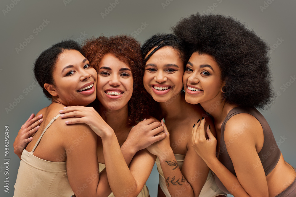 beautiful cheerful african american women in underwear having great time together, fashion concept beautiful cheerful african american women in underwear having great time together, fashion concept
