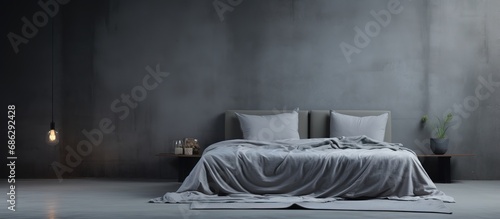 Gray room with bed sheets on bed © Vusal