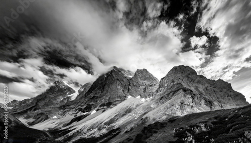 IA generativa. Black and White Rocky Mountain Winter Contrasts © mariadelcarmen
