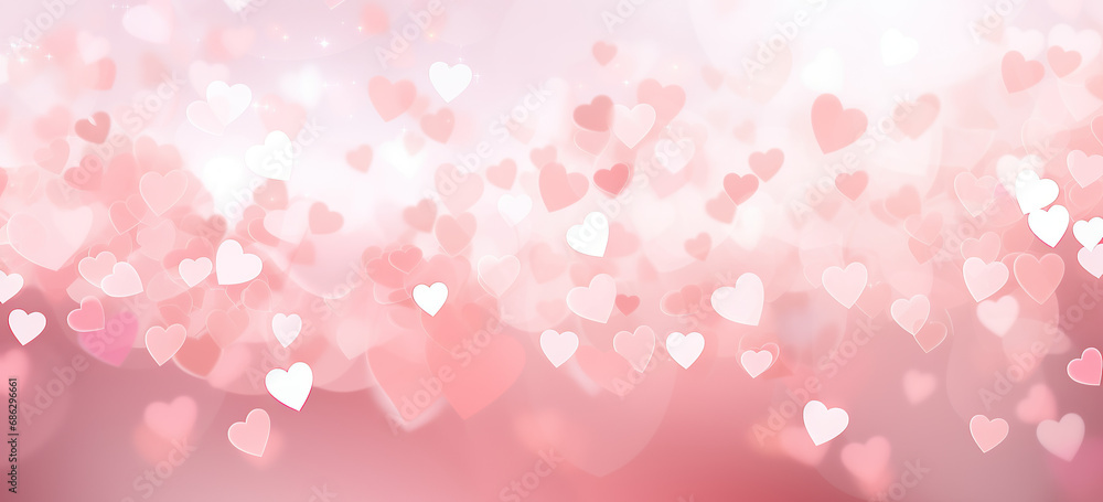 Heart shapes in pink red and white. Valentine's Day. 14 February. 