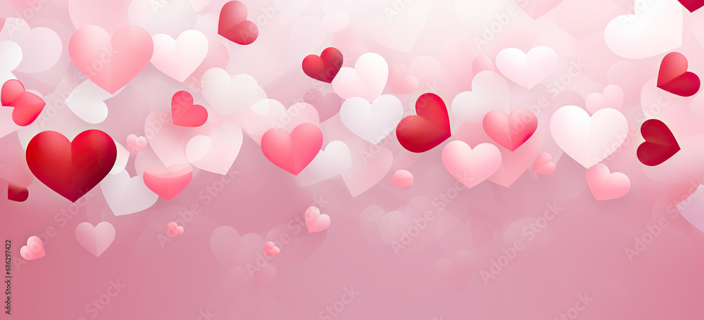Heart shapes in pink red and white. Valentine's Day. 14 February. Heart shapes in pink red and white. Valentine's Day. 14 February.