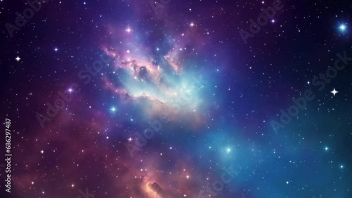 Fly through The Space travel nebula galaxy with millions of stars in deep universe background 4K animation photo
