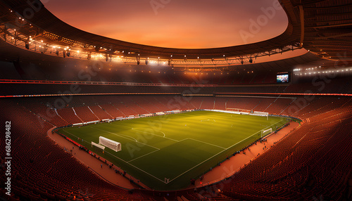 Vibrant Football Stadium at Sunset