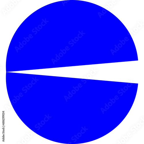 Transparent PNG file of a circle cut into segments and moved to form  two semi circles joined at the corner, resembling a pacman