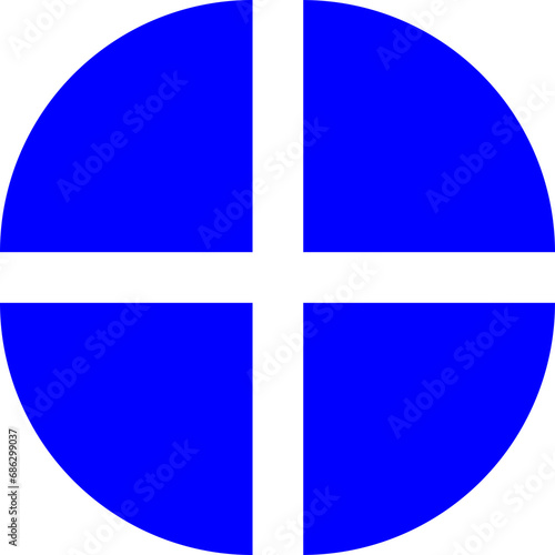 Transparent PNG file of a circle cut into segments and moved to form a circle cut into four quarters