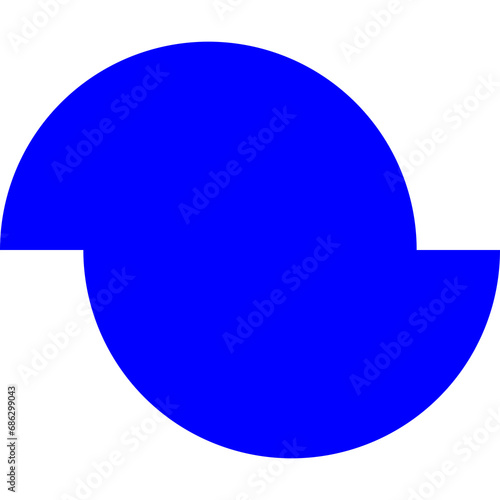 Transparent PNG file of a circle cut into segments and moved to form two semi circles displaced left and right