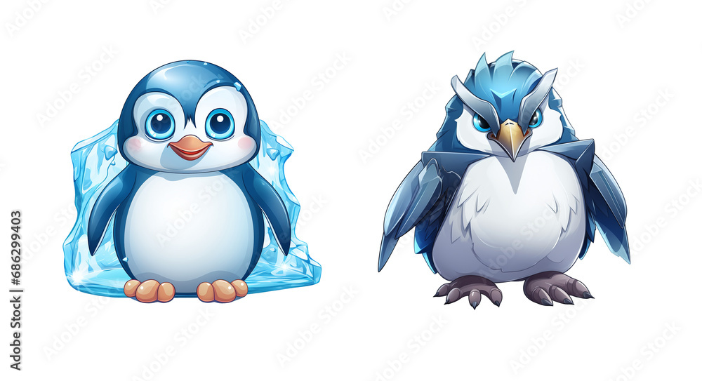 Fototapeta premium two penguins on a white. Png file