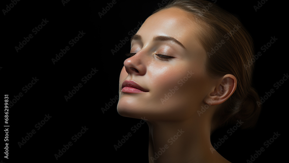 Beautiful close up profile face of young woman Beautiful close up profile face of young woman