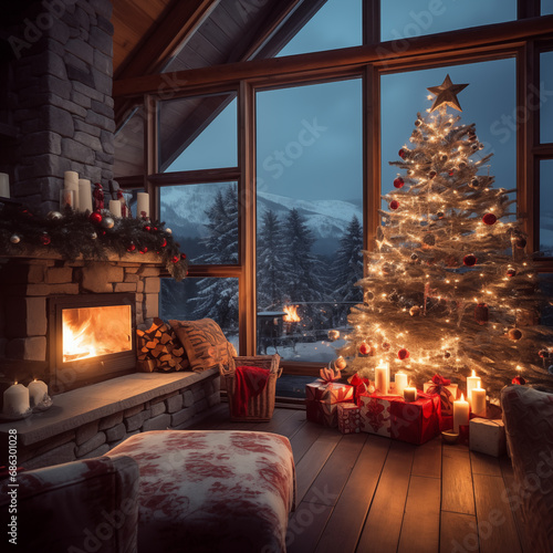 Christmas themed cozy living room