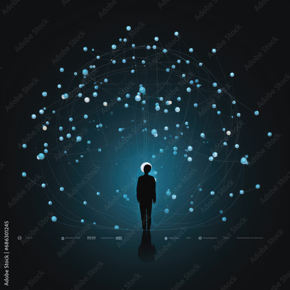 silhouette of a person in the network silhouette of a person in the network
