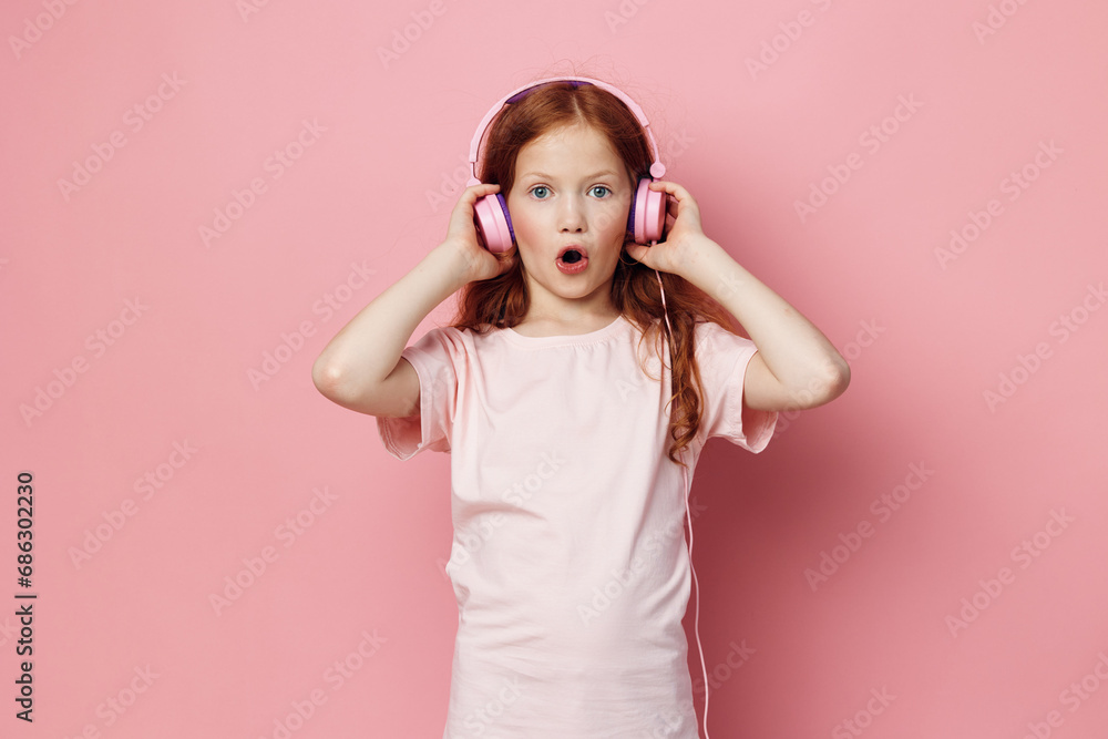 Sound girl small background headphone young enjoying cute listen kid little music children childhood Sound girl small background headphone young enjoying cute listen kid little music children childhood
