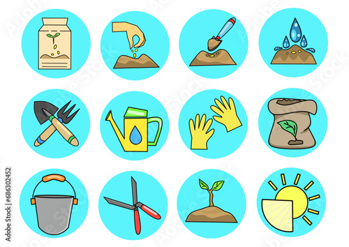 Set of garden tools icons