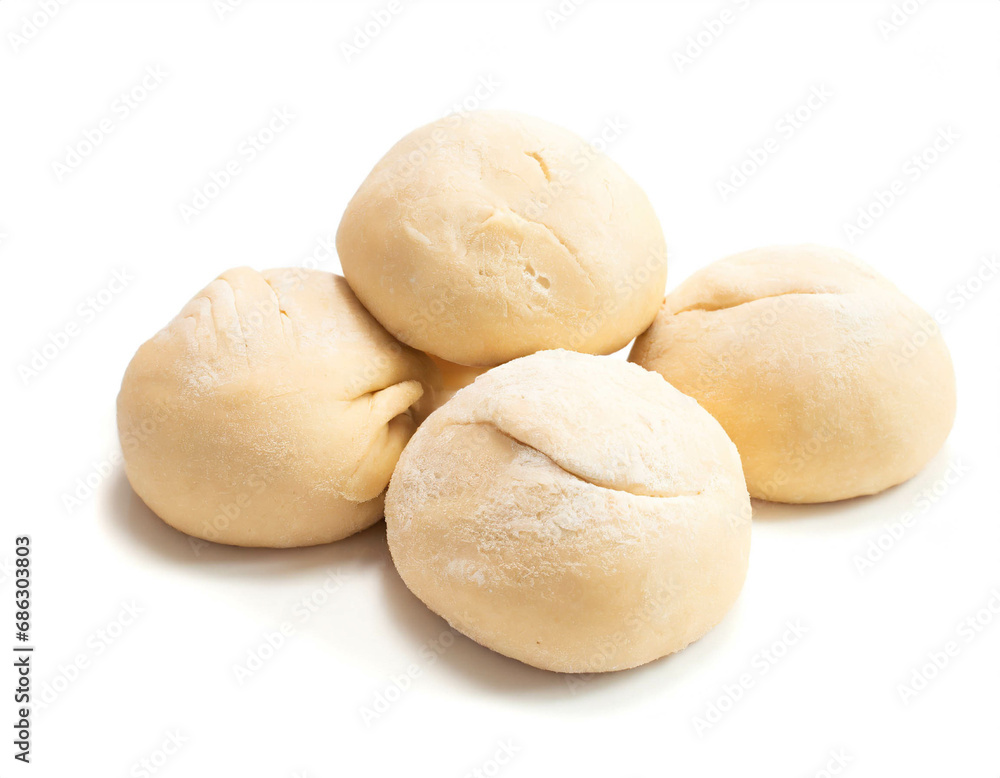 Dough pieces isolated on white background, cutout Dough pieces isolated on white background, cutout